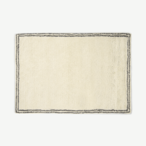 Heijer Washed Shaggy 100% Wool Rug, Large 160 x 230 cm, Off-White & Black