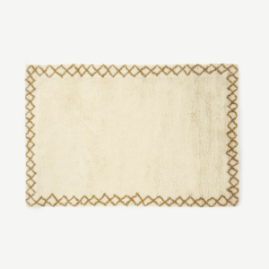 Heijer Washed Shaggy 100% Wool Rug, Large 160 x 230 cm, Off-White & Tan