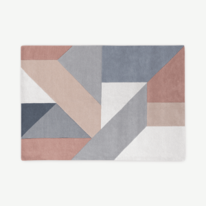 Holden Geometric Hand Tufted Wool Rug, Large 160 x 230cm, Neutral Pink