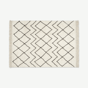 Masali Berber Style Wool Rug, Large 160 x 230cm, Off White