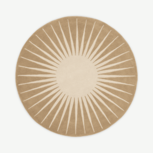 Vaserely 100% Wool Round Rug, 200 cm, Warm Natural