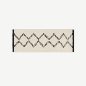 Tam Wool Blend Flatweave Runner, 70 x 200 cm, Black & Off-White