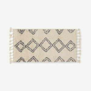 Caram Berber Style Bedside Runner, 60 x 110 cm, Off-White & Charcoal Grey